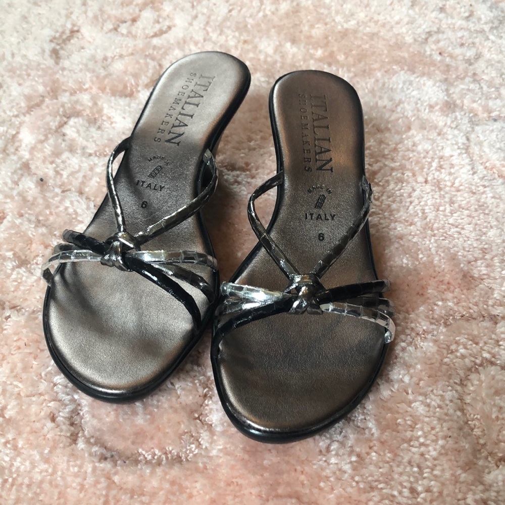 Black and silver heels.